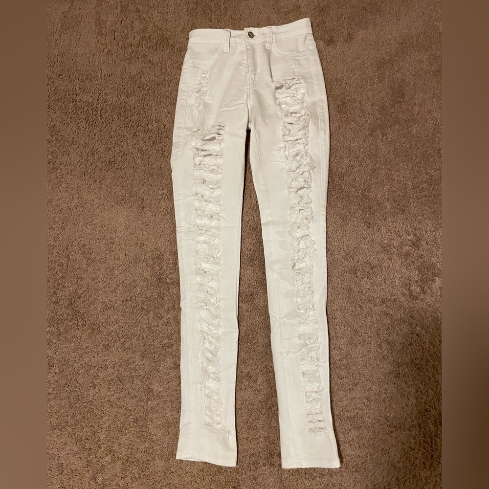 White ripped jeans